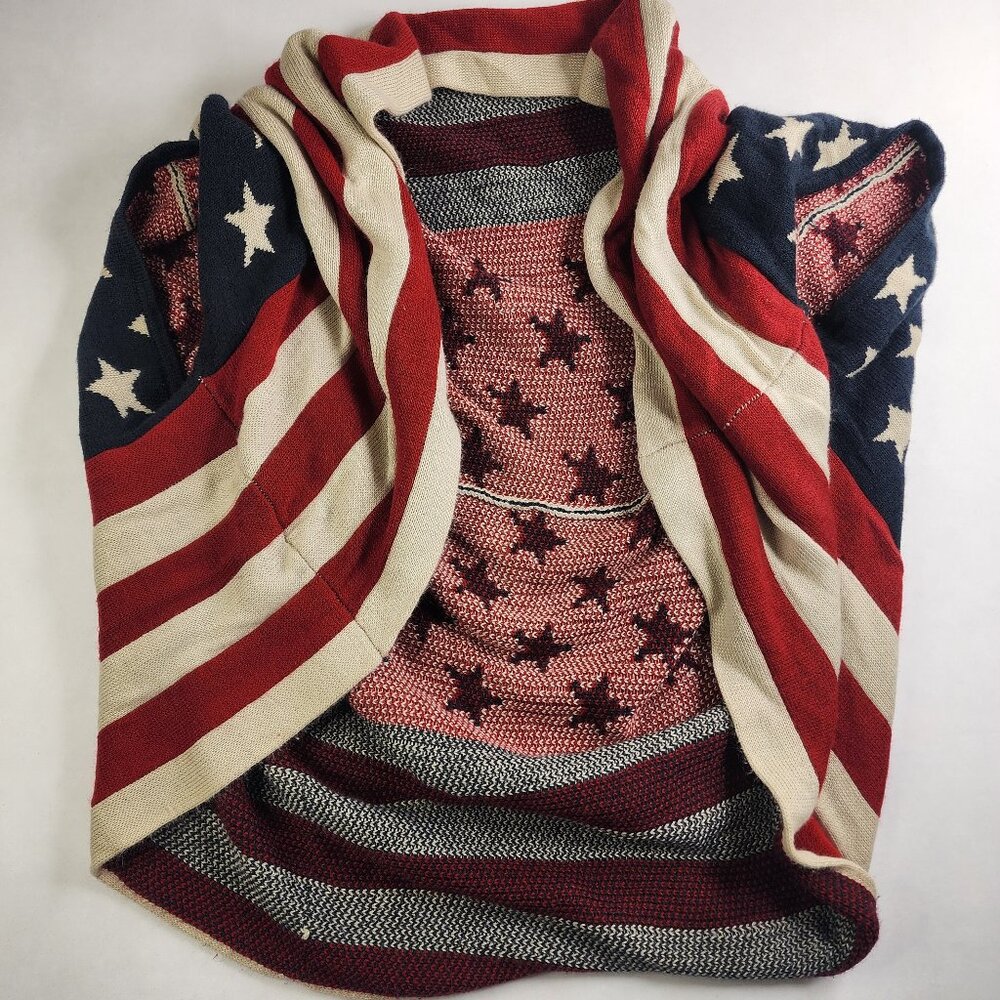Do Everything In Love One Size American Flag Sweater Vest Cardigan Shrug Comfy